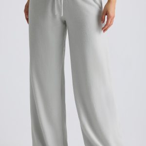 Brushed Jersey Wide-Leg Joggers in Fog Grey
