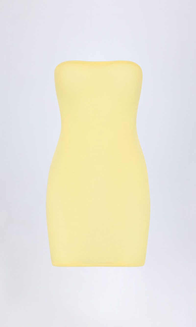 Soft Mesh Mini Slip Dress in Yellow