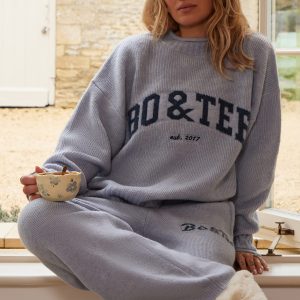 Oversized Knit Jumper in Soft Blue