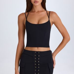 Lace-Up Micro Mini Skirt in Black