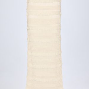 Ruffled Mid-Rise Maxi Skirt in Ivory