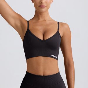 Define Luxe V-Neck Sports Bra in Black