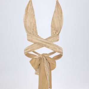 Ruched Halterneck Crop Top in Tan Print