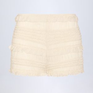 Ruffled Mid-Rise Shorts in Ivory