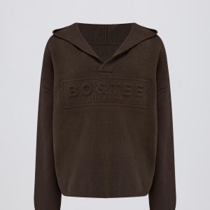 Ribbed-Knit Oversized Hoodie in Pecan