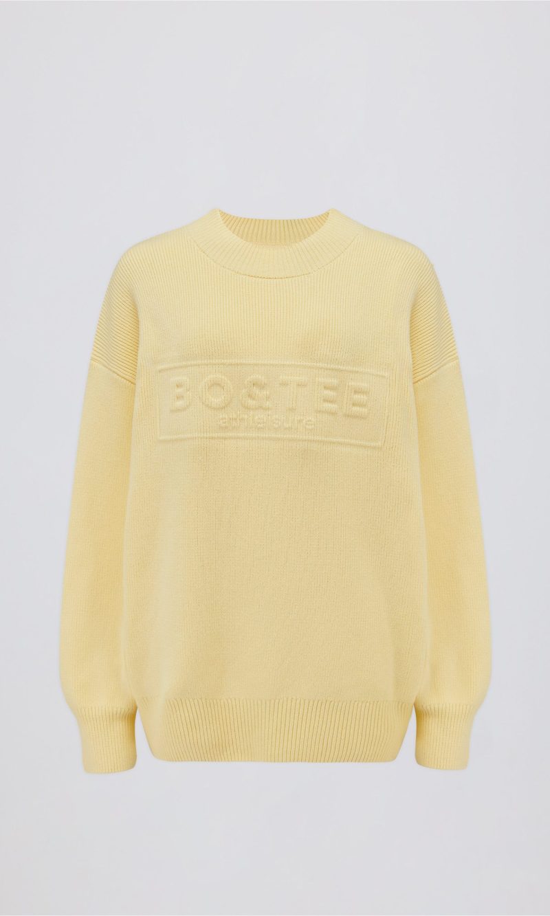 Ribbed-Knit Oversized Jumper in Lemon