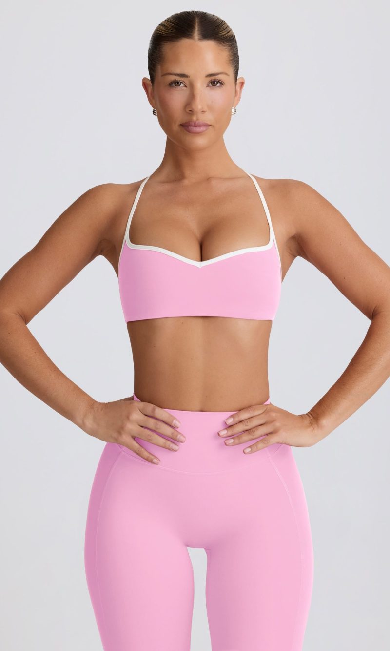 Soft Active Sweetheart-Neck Sports Bra in Baby Pink