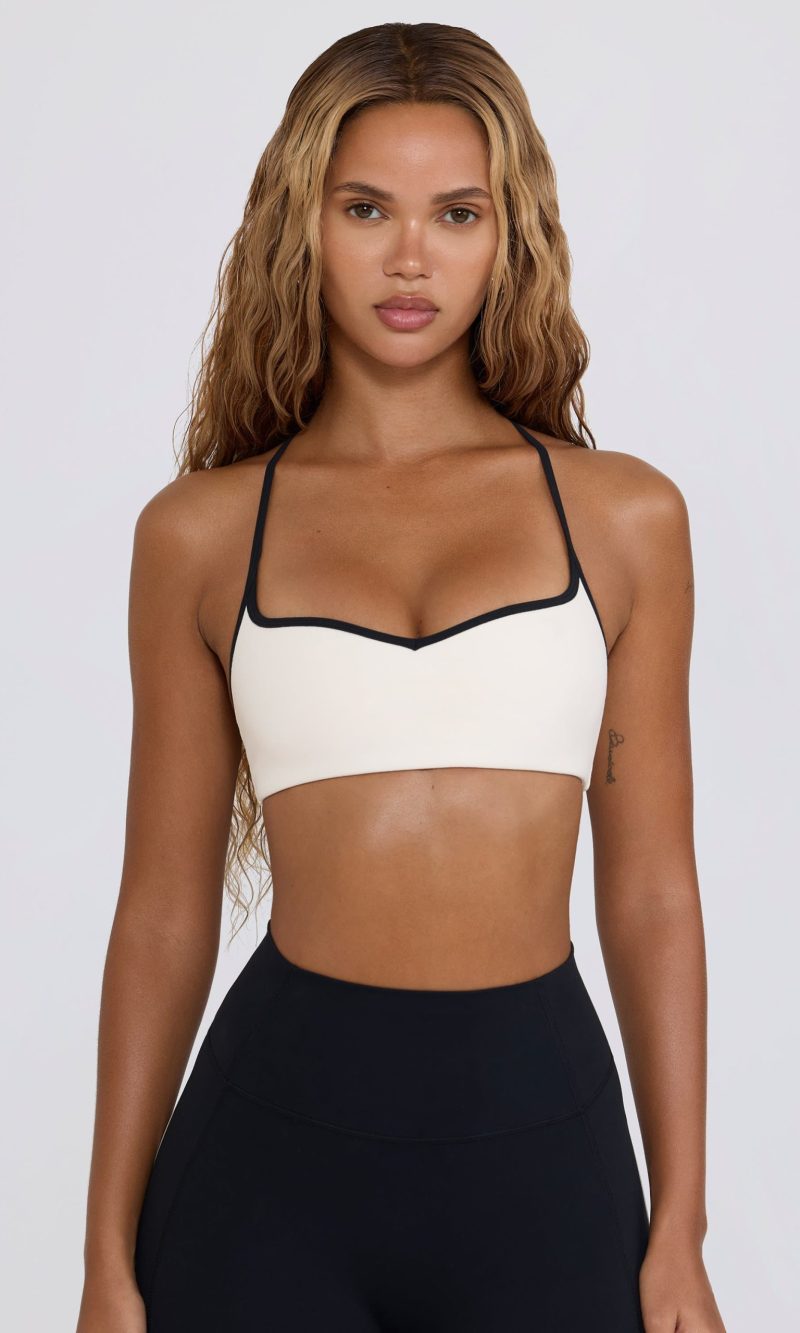 Soft Active Sweetheart-Neck Sports Bra in White