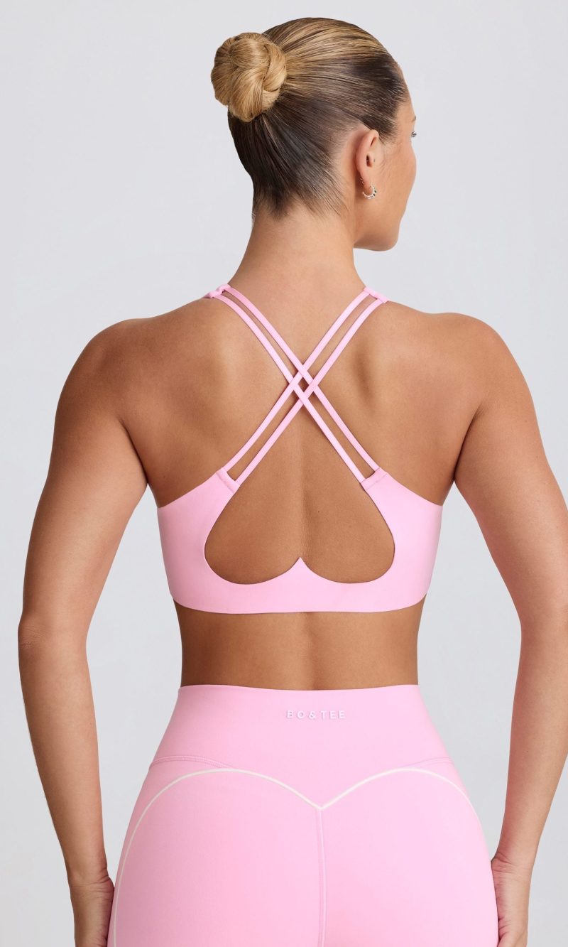 Soft Active V-Neck Sports Bra in Baby Pink