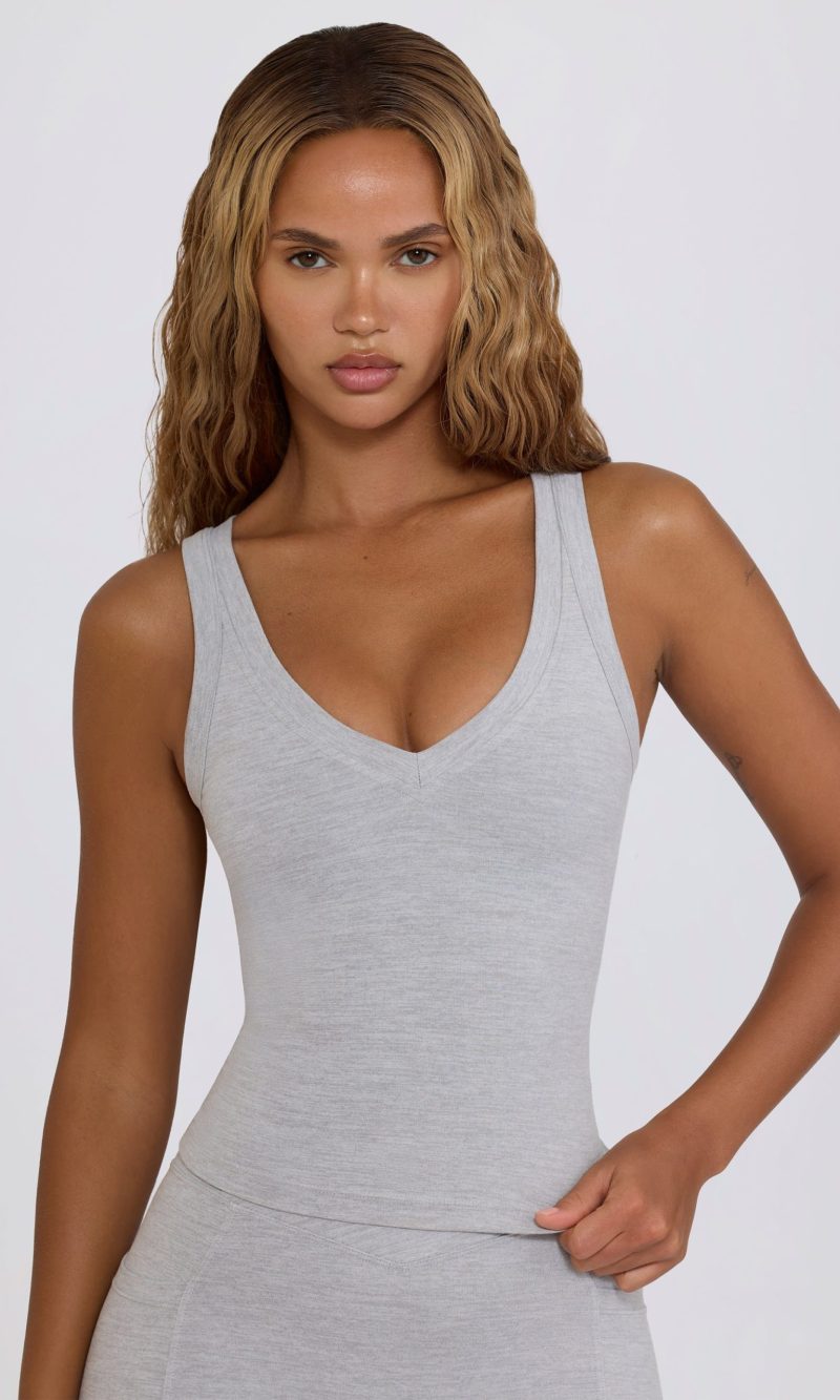 Soft Active V-Neck Tank Top in Grey Marl