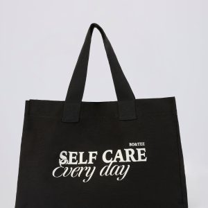 Oversized Canvas Tote Bag in Black