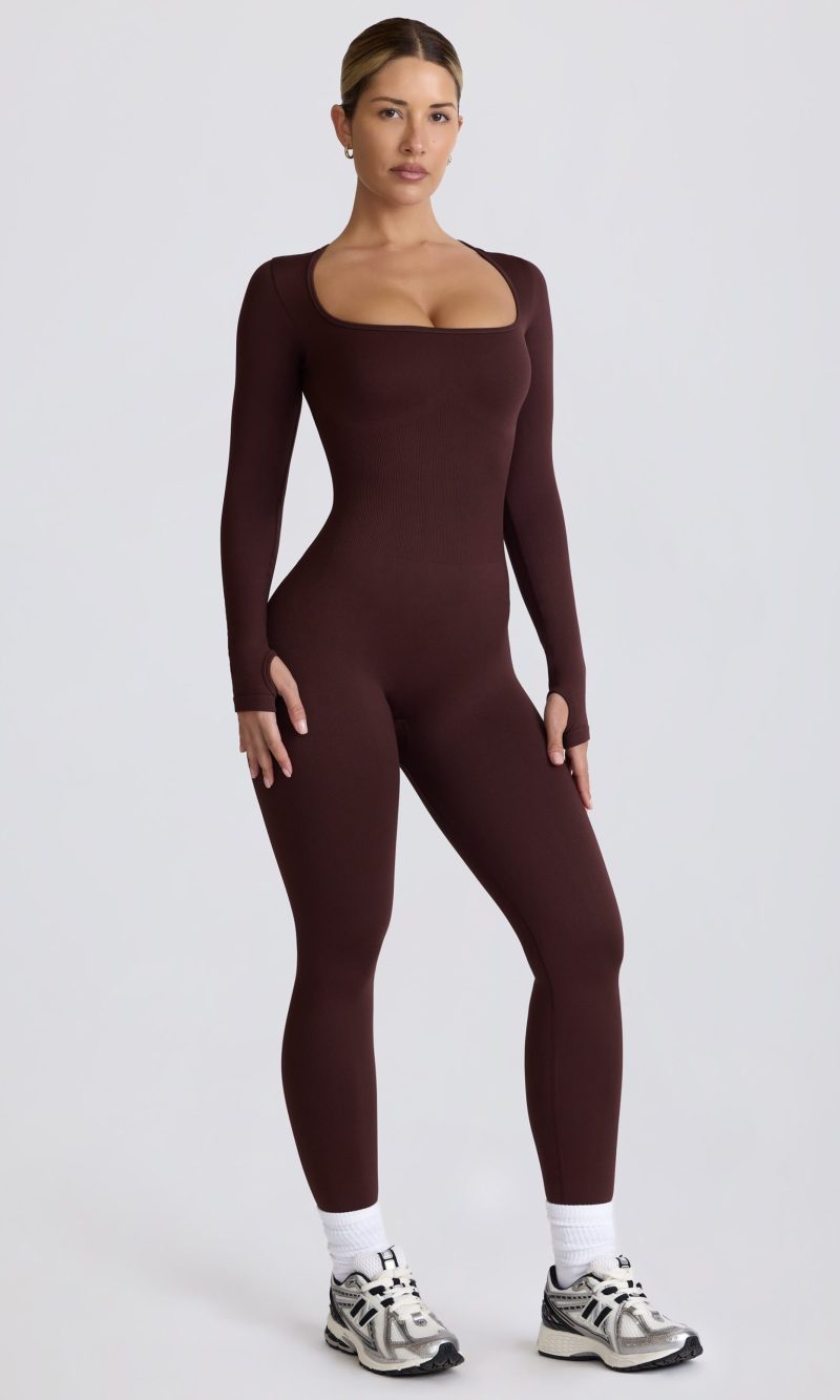 Super Sculpt Seamless Full-Length Jumpsuit in Chocolate