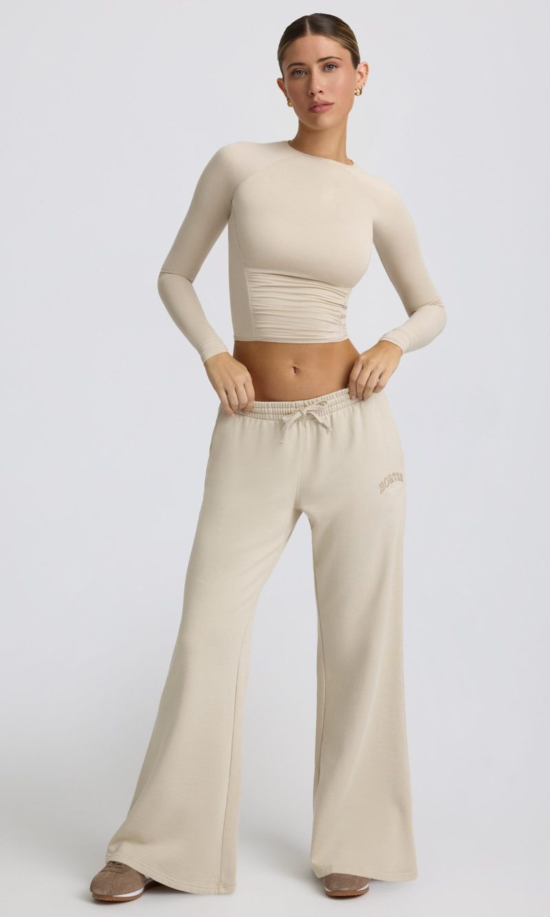 Low-Rise Wide-Leg Joggers in Bone
