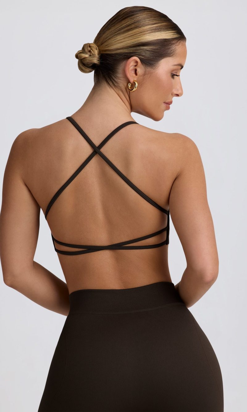 Super Sculpt Seamless Backless Sports Bra in Brown