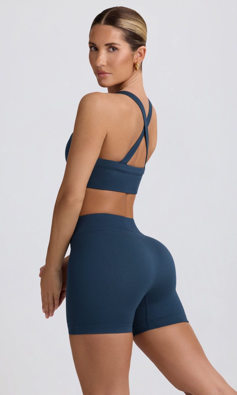 Super Sculpt Seamless Mini Shorts in Blue