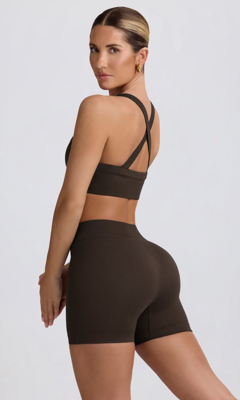 Super Sculpt Seamless Mini Shorts in Brown