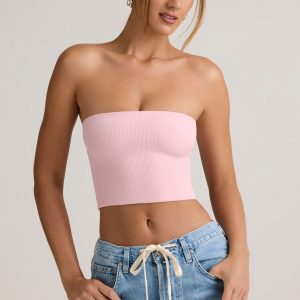 Modal Strapless Crop Top in Baby Pink