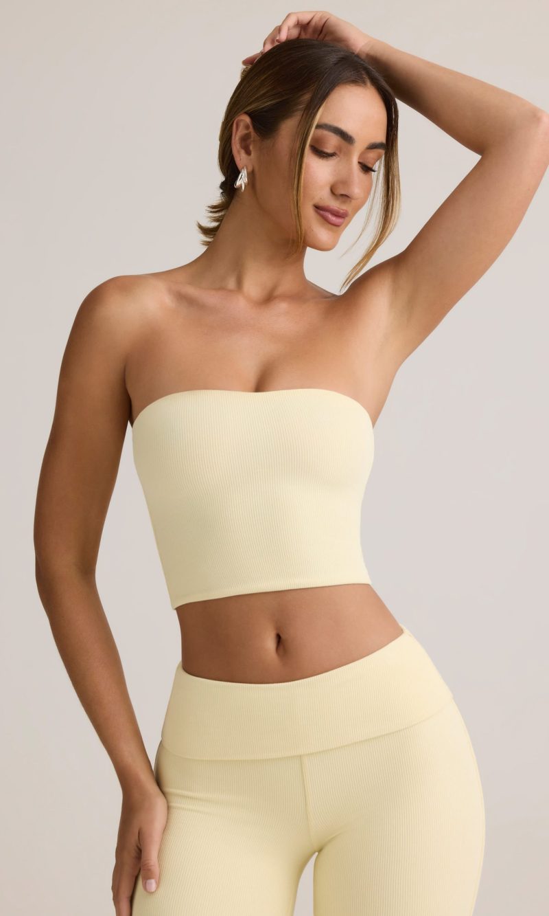 Modal Strapless Crop Top in Buttercream Yellow