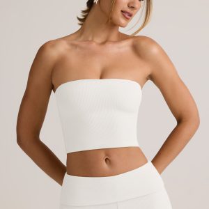 Modal Strapless Crop Top in White